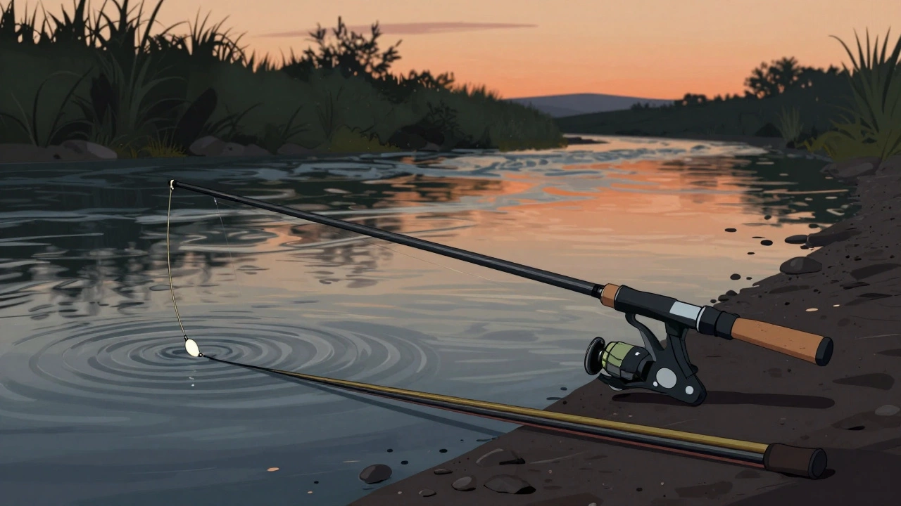 Современная фидерная снасть на течении реки с тонкой поклёвкой.