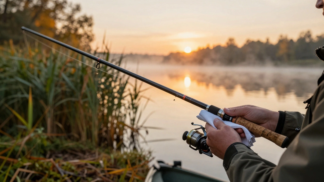 Уход за рыболовным удилищем на природе