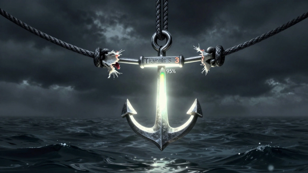 Узел Тирадс 3 как символ надёжности: он крепче разорванного узла, светится с показателем 95% прочности.