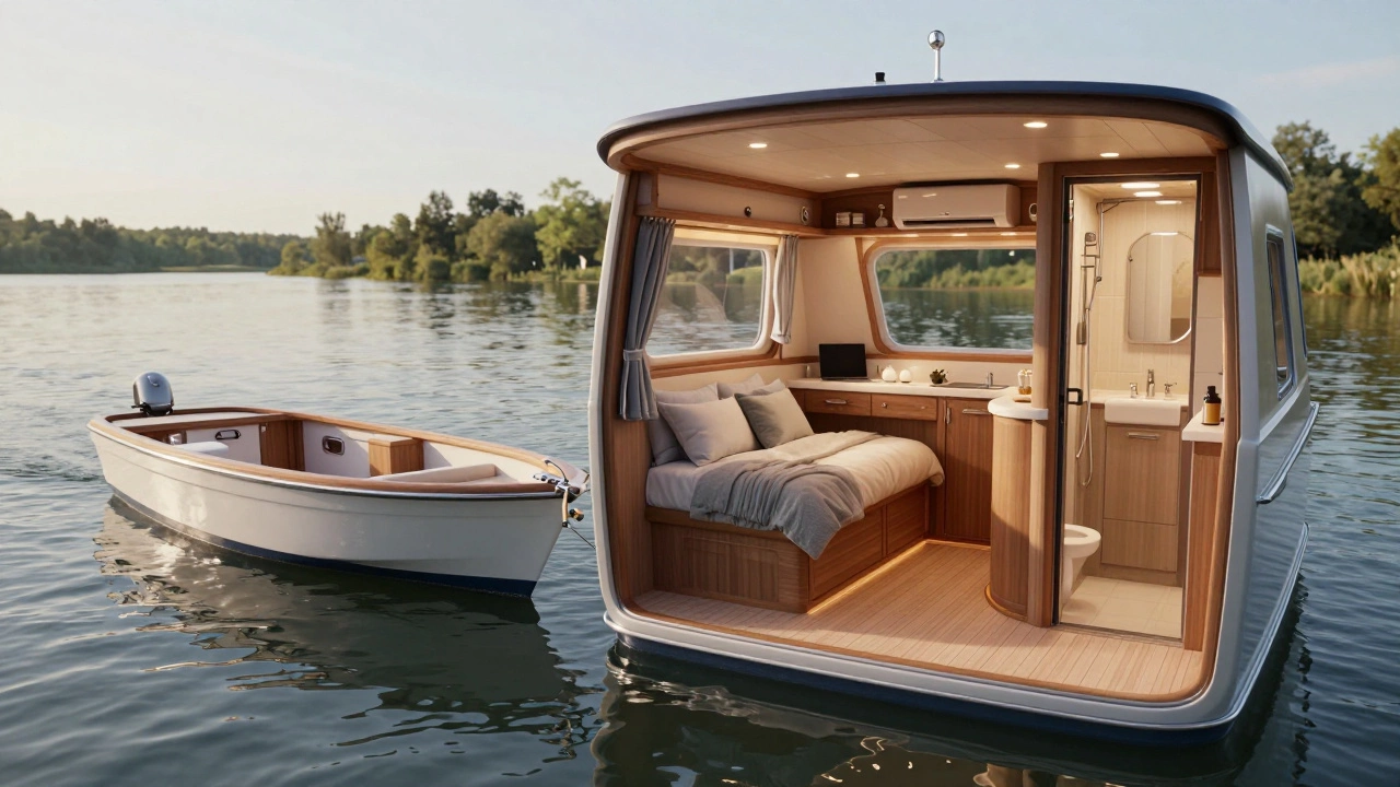 Сравнение простой открытой лодки и уютного интерьера каюты яхты